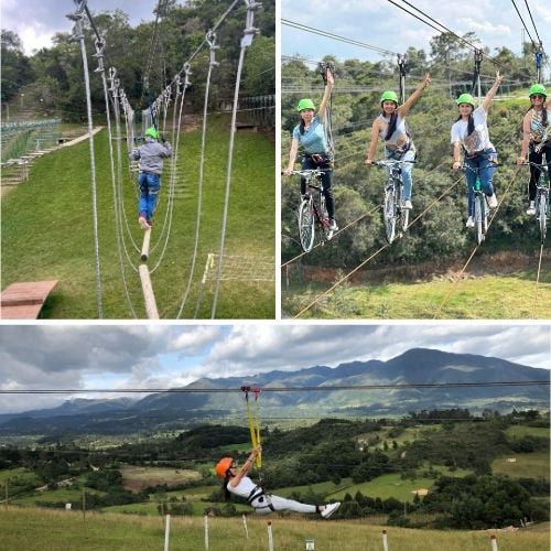 5 puentes tibetanos + Bicicletas aéreas + Canopy Sentado