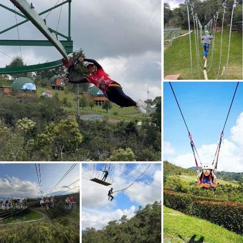 Puente Tibetanos + Bicicletas aéreas + Canopy Supermán, Torre & Salto + Tarzán Extremo + Canopy Curvo